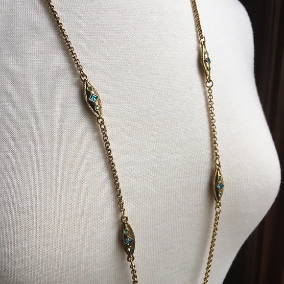 Two-Tone Jewel Necklace, Renaissance Navette Links - Picture 7 of 9